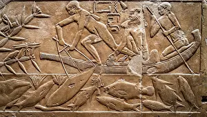 Bas Relief Prints: Bas reliefs inside Kagemni tomb, Saqqara, Egypt