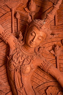 Clay Prints: Bas-reliefs on the walls of Wat Ratchathammaram, Koh Samui, Thailand