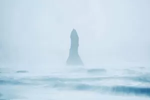 Basalt column of Vik during a sea storm, Sudurland, Iceland