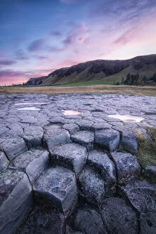 Basalt Collection: Basalt pavement, Kirkjugolf, Kirkjubaejarklaustur, Iceland