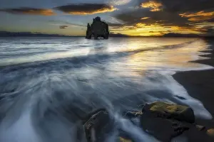 Inspriration Prints: Basalt rock and high tide at sunrise, Hvitserkur, Iceland