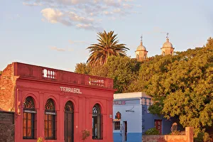 Images Dated 27th April 2023: The 'Basilica of the Holy Sacrament' tower bells and colonial buildings at sunset