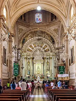 Oaxacan Prints: Basilica of Our Lady of Solitude, interior, Oaxaca de Juarez, Oaxaca State, Mexico