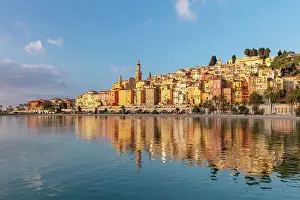 Southern France Prints: Basilica of Saint-Michel Archange & old town reflected in the sea