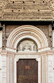 Central Square Prints: Basilica of San Petronio, detailed view, Piazza Maggiore, Bologna, Emilia-Romagna, Italy