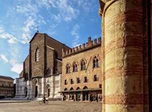 Karol Kozlowski Prints: Basilica of San Petronio and Palazzo dei Notai, Piazza Maggiore, Bologna, Emilia-Romagna