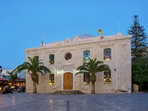Herakleion Prints: The Basilica of St Titus at dusk, City of Heraklion, Crete, Greece