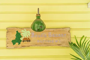 Images Dated 6th April 2023: Basils Bar sign, Mustique, Grenadines, Saint Vincent and the Grenadines Islands, Caribbean