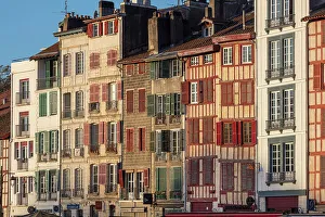 Half Timbered Prints: Basque houses on the Nive, Bayonne, Pyrenees-Atlantiques, Nouvelle Aquitaine, France