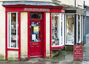 Bookshops Prints: Bath Old Books shop in Margarets Buildings, Bath, Somerset, England