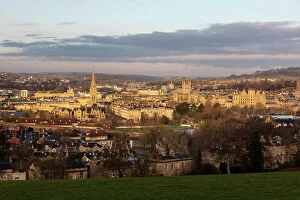 Images Dated 31st August 2022: Bath Skyline with St John the Evangelist Church and Bath Abbey, Bath, Somerset, UK