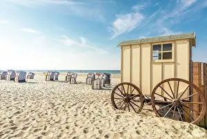 Beach Chair Prints: Bathing carts and beach chairs on the western beach of Norderney
