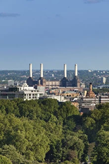 Battersea Power Station above Hyde Park, London, England, UK