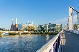 Landmarks Prints: Battersea Power Station and the River Thames, Battersea, London, England, UK