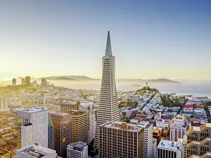 San Francisco Prints: Bay Area and Downtown Sunset San Francisco with Transamerica Building