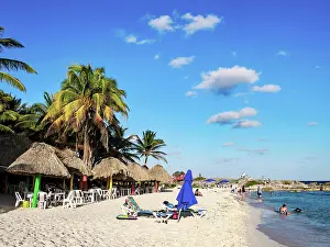 Parasol Prints: Beach bar at Playa Chen Rio, Cozumel Island, Quintana Roo State, Mexico