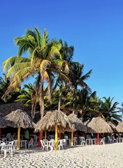 Parasol Prints: Beach bar at Playa Chen Rio, Cozumel Island, Quintana Roo State, Mexico