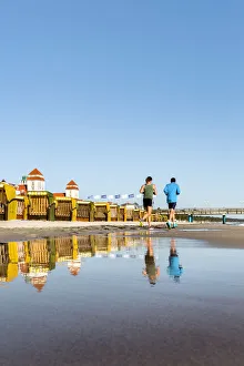 Binz Prints: Beach baskets and Kurhaus, Binz, RAogen Island, Mecklenburg-Western Pomerania, Germany