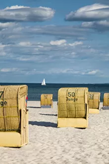 Coast Gallery: Beach with beach baskets, GrAA┬Âmitz, Baltic coast, Schleswig-Holstein, Germany