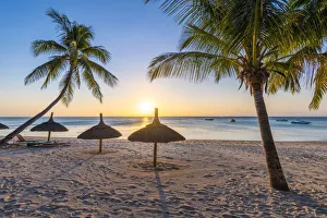 The beach of the Beachcomber Paradis Hotel at sunset, Le Morne Brabant Peninsula