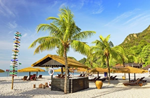 Sunloungers Prints: Beach at Berjaya Langkawi Resort, Langkawi, Kedah, Malaysia