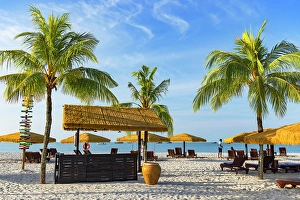 Sunloungers Prints: Beach at Berjaya Langkawi Resort, Langkawi, Kedah, Malaysia