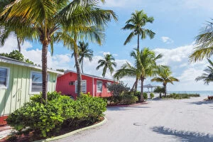Beach bungalows, Sanibel Island, Florida, USA