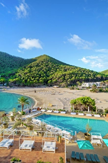 Esplanade Prints: Beach at Cala Llonga, Ibiza, Balearic Islands, Spain
