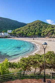 Esplanade Prints: Beach at Cala Llonga, Ibiza, Balearic Islands, Spain
