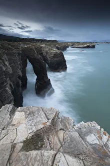 Dramatic Sky Prints: Beach of the Cathedrals, Ribadeo, Lugo, Galicia, Spain, Europe