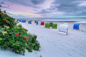 Schleswig Holsteinisches Prints: Beach chair at beach near Utersum