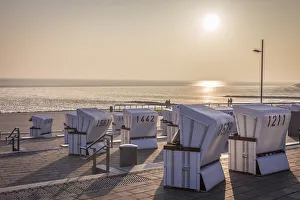 Beach Chairs Prints: Beach chairs on the dike in Buesum, North Friesland, Schleswig-Holstein