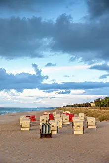 Beach Chairs Prints: Beach chairs in the evening light in Prerow