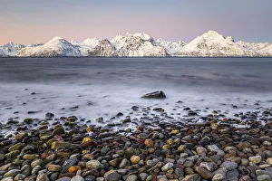 Fiord Prints: Beach of colored stones, Kaafjord, Troms, Norway, Europe