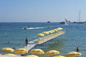 Cannes Prints: Beach, Croisette in Cannes, Cote da'Azur, Provence-Alpes-Cote d Azur, France