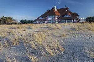 Zingst Prints: Beach, dunes and Kurhaus Zingst, Mecklenburg-Western Pomerania, Northern Germany, Germany