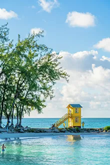 Barbados Prints: Beach Hut, Miami Beach, Oistins, Barbados, Caribbean