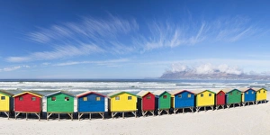 Images Dated 3rd August 2017: Beach huts on Muizenberg beach, Cape Town, Western Cape, South Africa