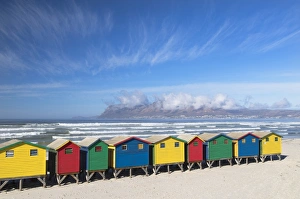 Images Dated 3rd August 2017: Beach huts on Muizenburg beach, Cape Town, Western Cape, South Africa