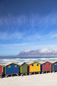 Images Dated 3rd August 2017: Beach huts on Muizenburg beach, Cape Town, Western Cape, South Africa