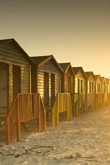 Cape Town Prints: Beach huts on Muizenburg beach at dawn, Cape Town, Western Cape, South Africa