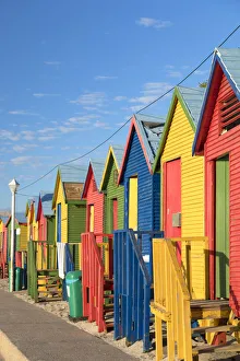 Beach huts at St James beach, Cape Town, Western Cape, South Africa