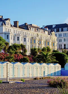 Cabins Prints: Beach Huts at the Waterfront, Eastbourne, East Sussex, England, United Kingdom