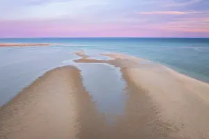 Beige Prints: Beach patterns at sunrise, Cape Cod, Paines Creek, Brewster, Massachusetts, USA