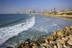 Beach and Tel Aviv from Jaffo Old Port, Israel