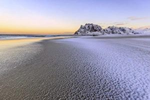 Beach of Uttakleiv. Lofoten Islands Norway Europe