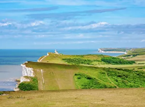 Beachy Head Cliffs and Belle Tout Lighthouse, Eastbourne, East Sussex, England, United Kingdom