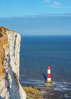 Beachy Head Prints: Beachy Head Cliffs and Lighthouse, Eastbourne, East Sussex, England, United Kingdom