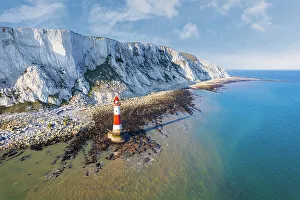 English Channel Prints: Beachy Head lighthouse and chalk white cliffs