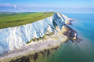 Beachy Head Prints: Beachy Head lighthouse and chalk white cliffs